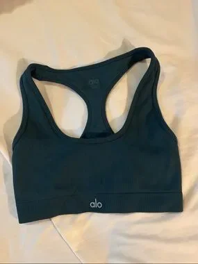 ALO Yoga | Tops | Alo Yoga Ribbed Racerback Sports Bra In Deep Teal ...